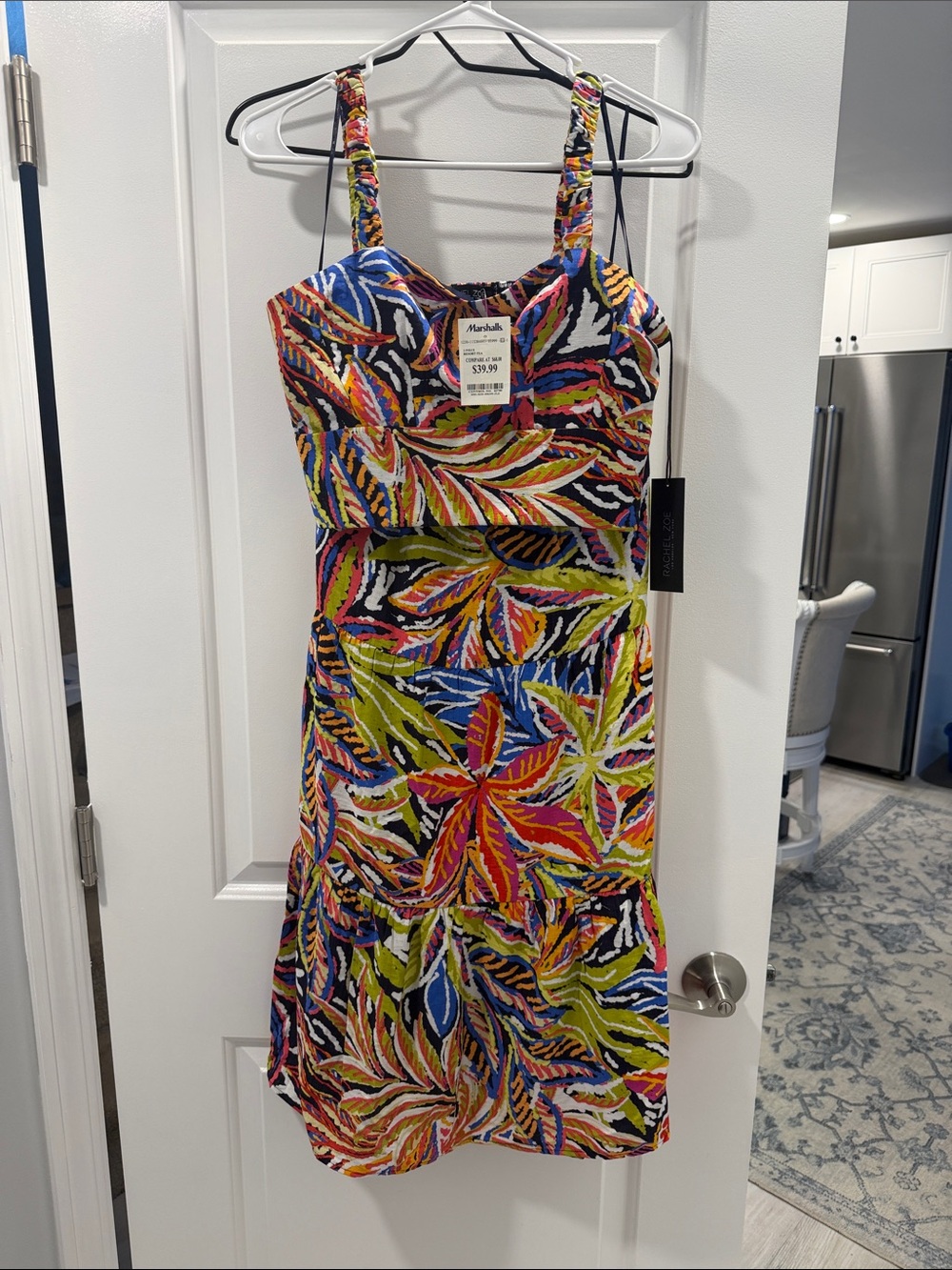 Rachel Zoe Multicolor Leaf-Print Midi Dress